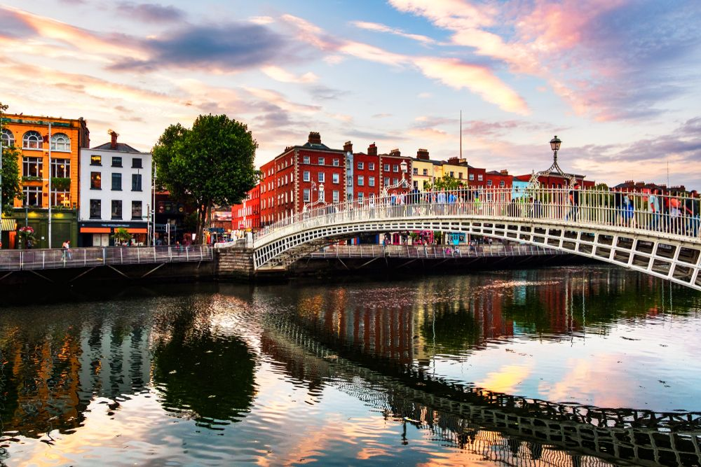 Dublin city and river in Ireland